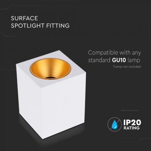 V-TAC Led GU10 Falon kívüli keret négyzet forma - fehér - 6692