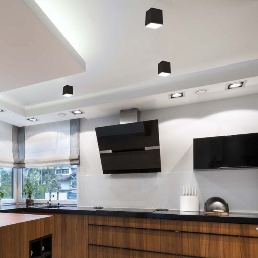 V-TAC Led GU10 Falon kívüli keret négyzet forma - fekete - 6693