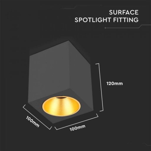 V-TAC Led GU10 Falon kívüli keret négyzet forma - fekete - 6693