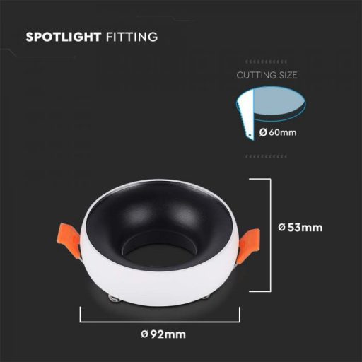 V-TAC LED GU10 Falon kívüli keret kör forma - fehér / fekete - 6694