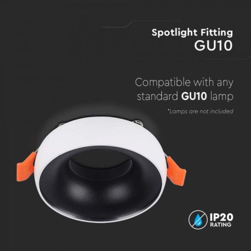 V-TAC LED GU10 Falon kívüli keret kör forma - fehér / fekete - 6694