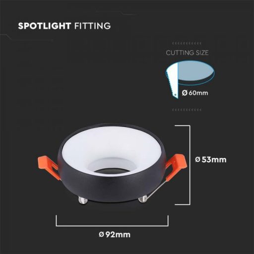 V-TAC LED GU10 Falon kívüli keret kör forma - Fekete / fehér - 6695