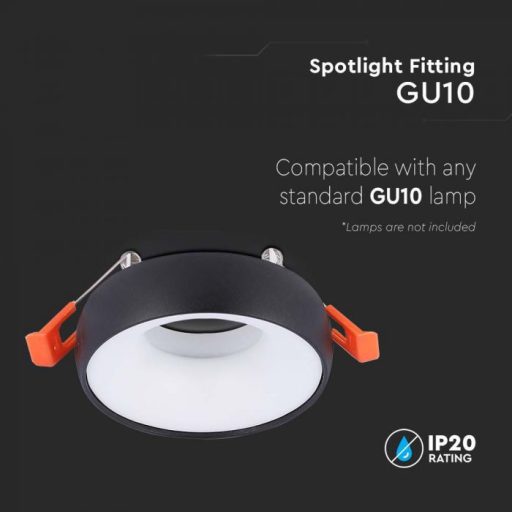 V-TAC LED GU10 Falon kívüli keret kör forma - Fekete / fehér - 6695