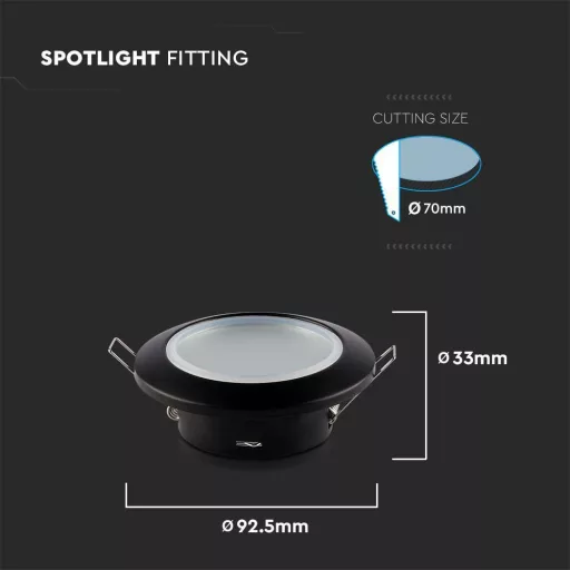 V-TAC Led GU10 Spot Keret kerek beépíthető - fekete - 6699