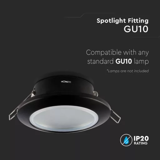 V-TAC Led GU10 Spot Keret kerek beépíthető - fekete - 6699