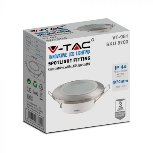 V-TAC Led GU10 Spot Keret kerek beépíthető - szatén nikkel - 6700