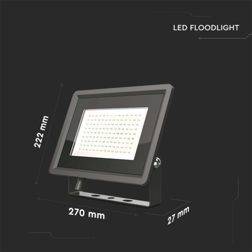 V-TAC 100W LED reflektor 100° 6400K fekete házas E széria - 6723