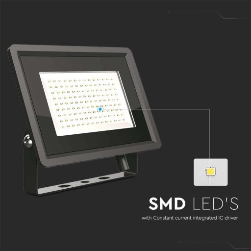 V-TAC 100W LED reflektor 100° 6400K fekete házas E széria - 6723