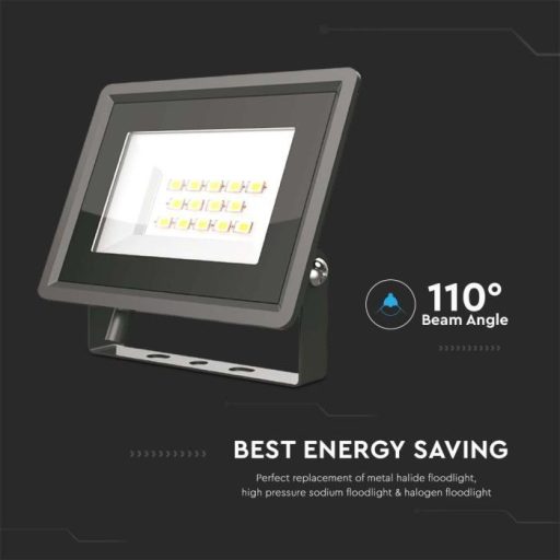 V-TAC 10W LED reflektor 100° 6400K fekete házas E széria - 6729