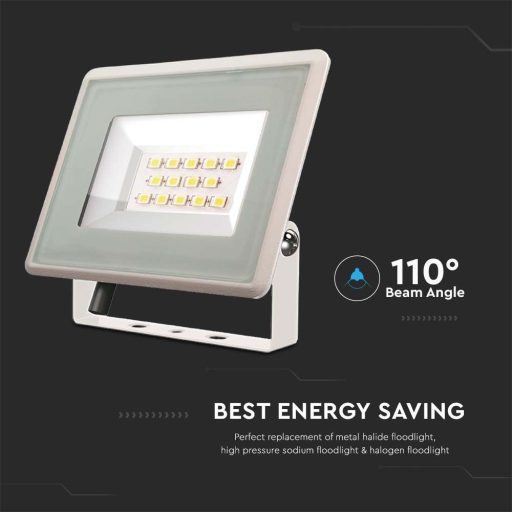 V-TAC 10W LED reflektor 100° 4000K fehér házas E széria - 6731