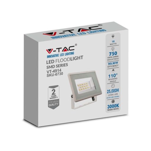 V-TAC 10W LED reflektor 100° 6400K fehér házas E széria - 6732
