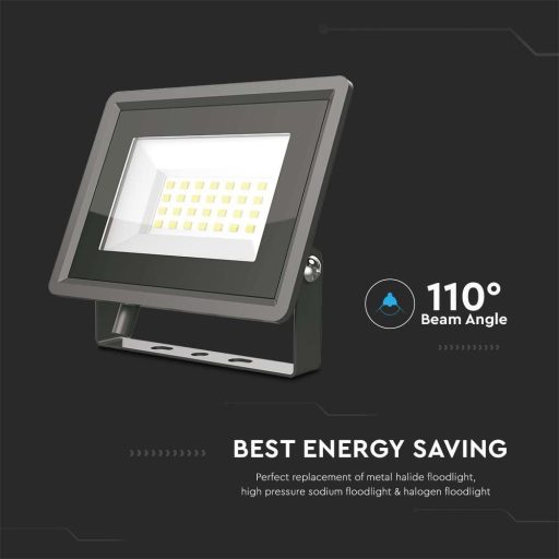 V-TAC 20W LED reflektor 100° 3000K fekete házas F széria - 6737