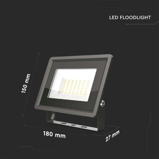 V-TAC 50W LED reflektor 100° 4000K fekete házas E széria - 6750
