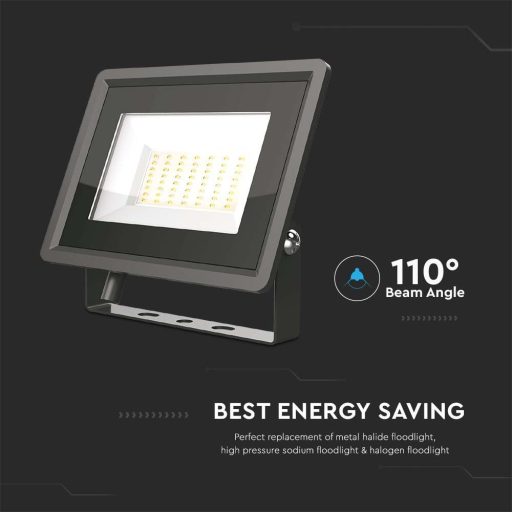 V-TAC 50W LED reflektor 100° 4000K fekete házas E széria - 6750