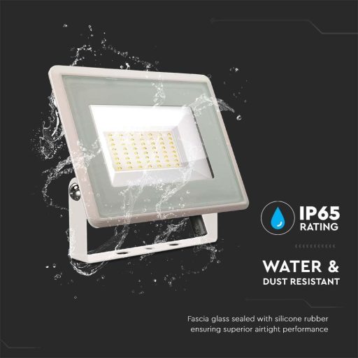 V-TAC 50W LED reflektor 100° 3000K fehér házas E széria - 6752