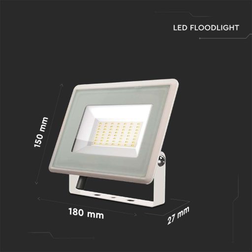 V-TAC 50W LED reflektor 100° 6400K fehér házas E széria - 6754