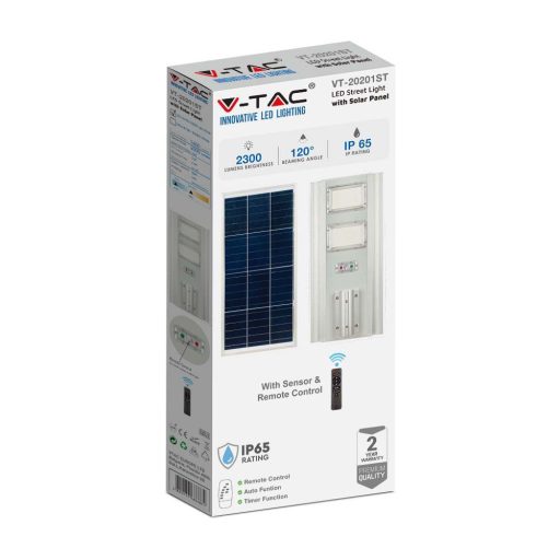 V-TAC 200W LED utcai lámpa Napelemes (SOLAR) 120lm/W 6400K - 6756
