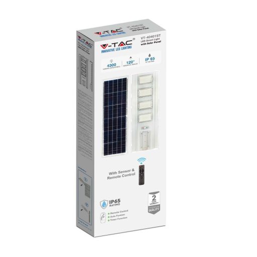 V-TAC 50W LED utcai lámpa Napelemes (SOLAR) 120lm/W 6400K - 6760