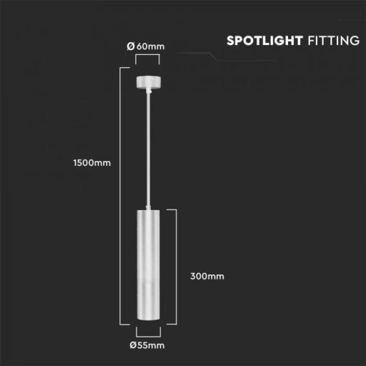 V-TAC 1 x GU10 függeszték 60 x 300mm - fehér - 6779