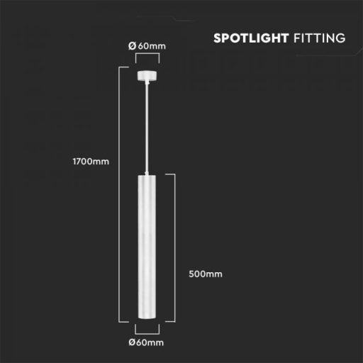 V-TAC 1 x GU10 függeszték 60 x 500mm - fehér - 6780