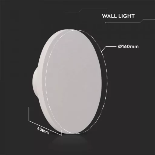 V-TAC 12W led indirekt fali lámpatest kerek, fehér 3000K - IP65 - 6785