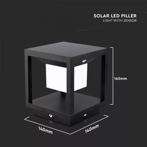 V-TAC Solar Kerti lámpa,  fekete 2W 3000K IP65- 6805