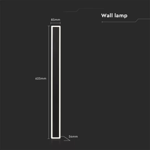 V-TAC 17W LED fali lámpa IP65 fekete - 3000K - 6830
