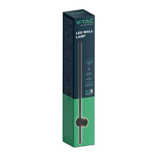 V-TAC 12W LED fali lámpa IP65 fekete - 3000K - 6834