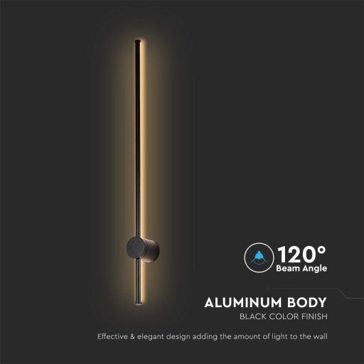 V-TAC 12W LED fali lámpa IP65 fekete - 3000K - 6834