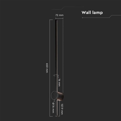 V-TAC 12W LED fali lámpa IP65 fekete - 4000K - 6835