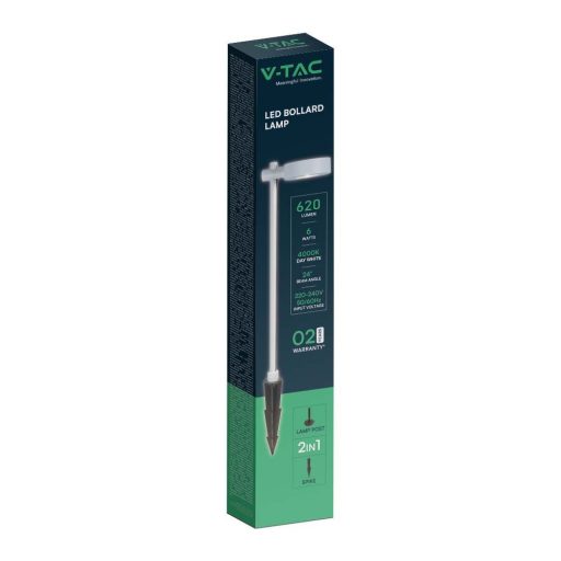 V-TAC LED 7W leszúrható kerti lámpa - IP65 - fehér - 4000K - 6837