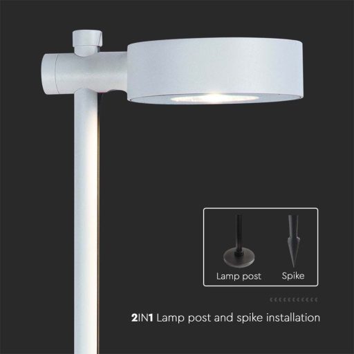V-TAC LED 7W leszúrható kerti lámpa - IP65 - fehér - 4000K - 6837