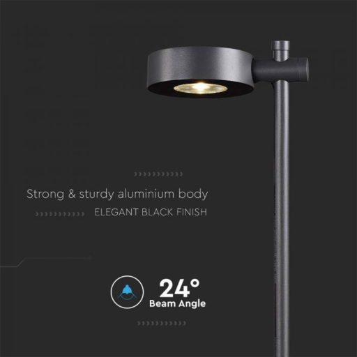 V-TAC LED 7W leszúrható kerti lámpa - IP65 - fekete - 3000K - 6838