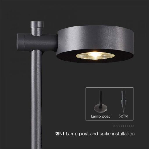 V-TAC LED 7W leszúrható kerti lámpa - IP65 - fekete - 3000K - 6838