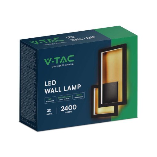 V-TAC 20W LED design fali lámpatest - fekete - 3000K - 6842