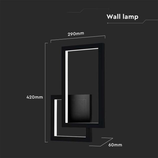 V-TAC 20W LED design fali lámpatest - fekete - 3000K - 6842