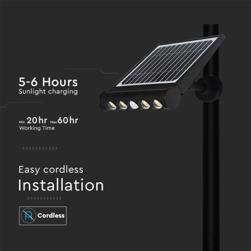 V-TAC 8W LED napelemes (SOLAR) fali lámpa 120° 3000K fekete házas  - 6844