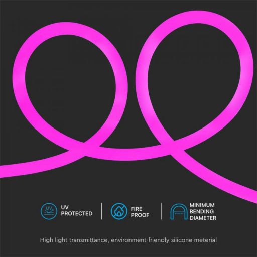 V-TAC LED Neon flex 12W/M - 10M/Tekercs - 24V - IP20 - Pink - 6874