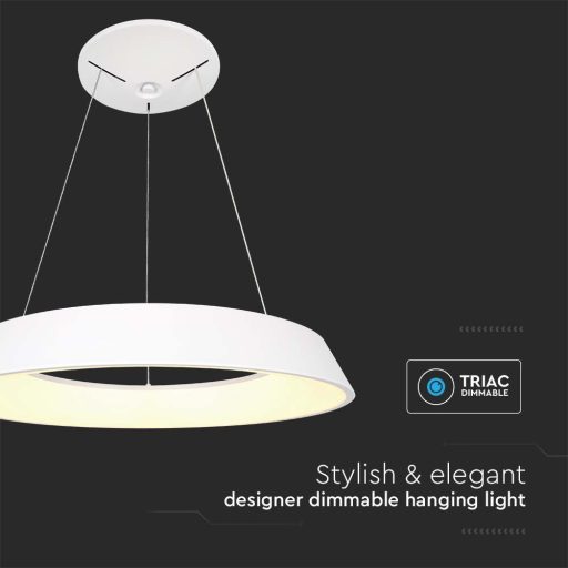 V-TAC 20W Led dimmelhető függeszték - fehér - 3000K - 6903