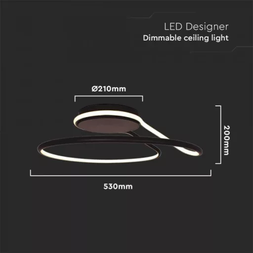 V-TAC LED dizájn lámpa - dimmelhető - 54W 4000K - fekete - 6923