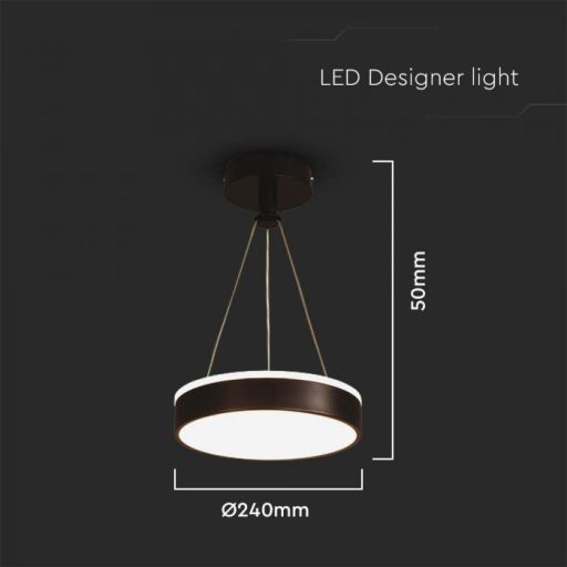 V-TAC 12W LED függeszték - fekete - 4000K - 6931