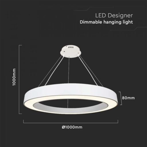 V-TAC 90W Led dimmelhető függeszték - fehér - 4000K - 6962
