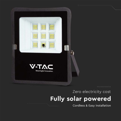 V-TAC 6W LED napelemes (SOLAR) reflektor távirányítóval 120° 4000K fekete házas  - 6965