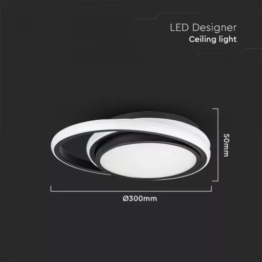V-TAC 24W LED mennyezeti dizájn lámpa - fekete  - 6994