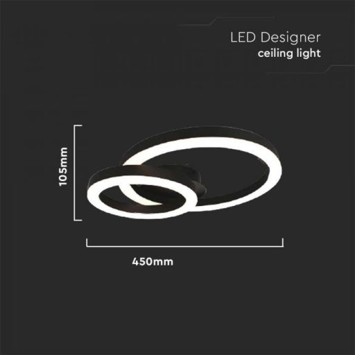 V-TAC 20W LED dizájn mennyezeti lámpa - fekete - 3000K - 7000