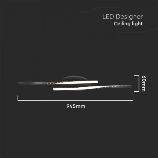 V-TAC 12W LED mennyezeti lámpa - fekete - 3000K - 7001