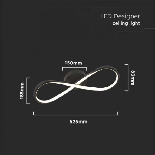 V-TAC 24W LED dizájn mennyezeti lámpa - fekete - 3000K - 7002