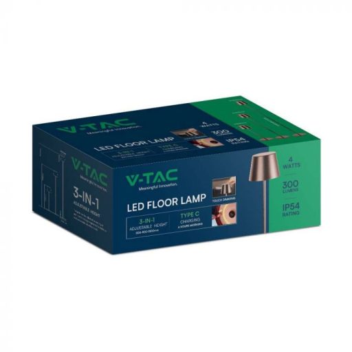 V-TAC 4W LED Állólámpa 4400mA Akkumulátor 3000K - rozsda barna - 7008