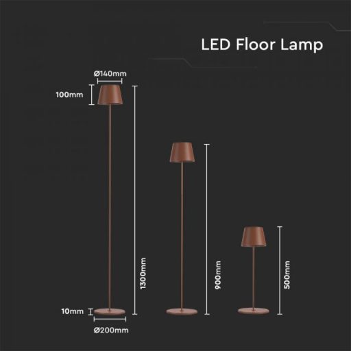 V-TAC 4W LED Állólámpa 4400mA Akkumulátor 3000K - rozsda barna - 7008