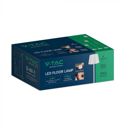 V-TAC 4W LED Állólámpa 4400mA Akkumulátor 3000K - fekete - 7009